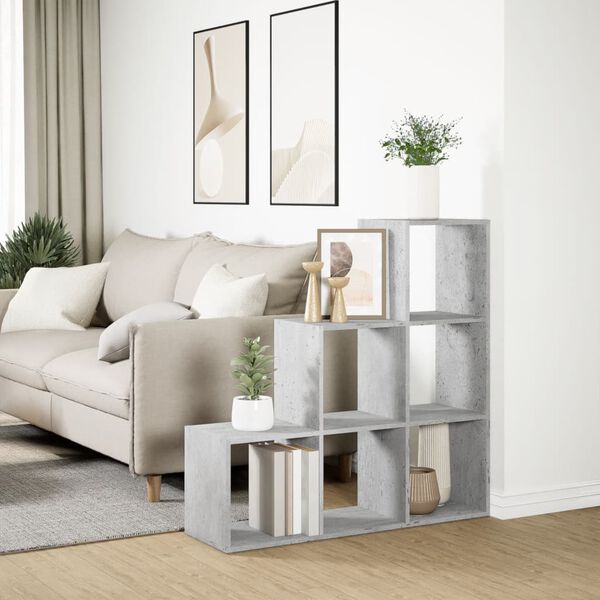 vidaXL &Eacute;tag&egrave;re s&eacute;paratrice de pi&egrave;ce &agrave; 3 niveaux gris b&eacute;ton 99x29x99 cm