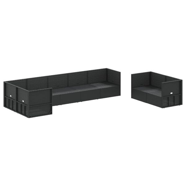 vidaXL Salon de jardin 8 pcs avec coussins noir r&eacute;sine tress&eacute;e