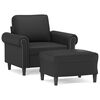 vidaXL Fauteuil avec repose-pied Noir 60 cm Similicuir