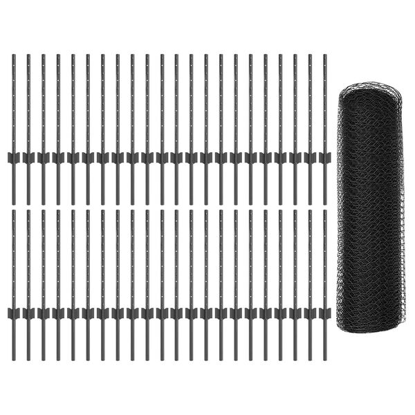 vidaXL Cl&ocirc;ture avec poteau Gris 0,6 x 100 m Acier et PVC