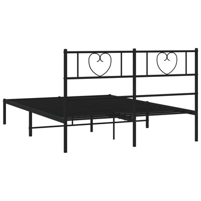 vidaXL Cadre de lit métal sans matelas avec tête de lit noir 140x200cm