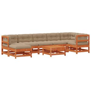 vidaXL Ensemble de salon de jardin 8 pc Brun cire Bois de pin massif