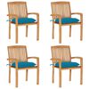 vidaXL Chaises de jardin empilables avec coussins lot de 4 Teck solide
