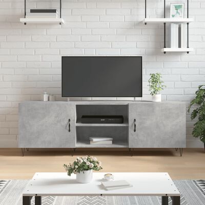 vidaXL Meuble TV gris béton 150x30x50 cm bois d'ingénierie