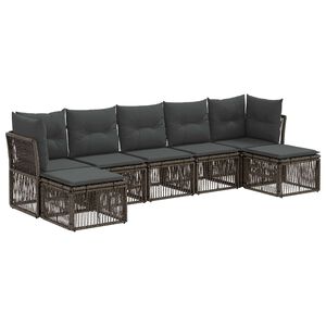 vidaXL Ensemble de canap&eacute; de jardin 7 pc Gris polyrotin