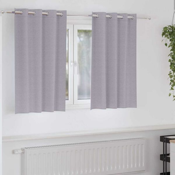 vidaXL Rideaux occultants avec anneaux 2 pcs Gris m&eacute;tal 140 x 140 cm