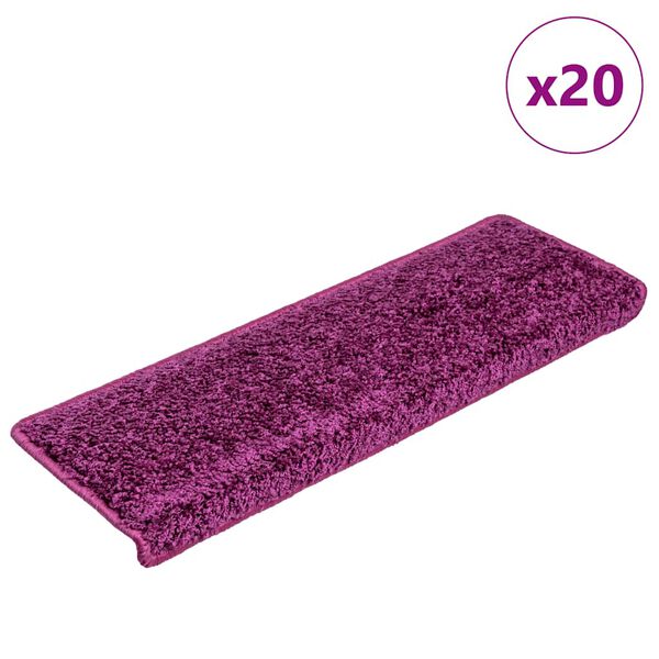 vidaXL Tapis d'escalier 20 pi&egrave;ces 65 x 21 x 4 cm Violet Bord rectangulaire