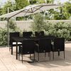 vidaXL Ensemble &agrave; manger de jardin coussins 7pcs Noir R&eacute;sine tress&eacute;e