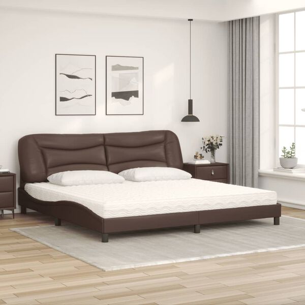 vidaXL Lit avec matelas Hvar marron 200x200 cm similicuir
