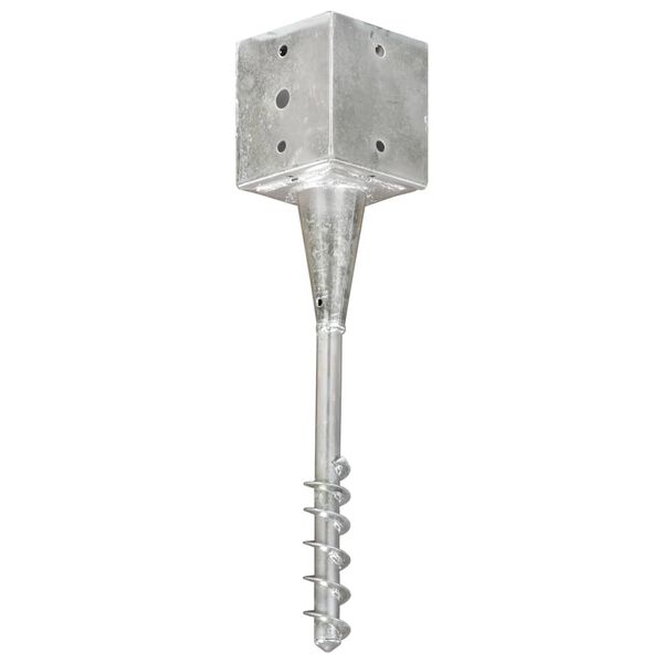 vidaXL Piquets au sol 2 pcs Argent&eacute; 12x12x56 cm Acier galvanis&eacute;