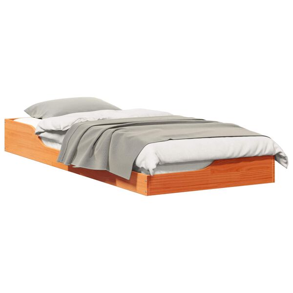 vidaXL Cadre de lit Brun cire 80 x 210 cm Pin massif