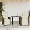 vidaXL Ensemble &agrave; manger de jardin 3 pcs et coussins marron poly rotin