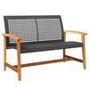 vidaXL Banc de jardin noir 112 cm r&eacute;sine tress&eacute;e et bois d'acacia