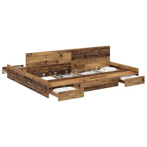 vidaXL Cadre de lit avec rangement avec porte Bois Ancien 200 x 200 cm