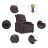vidaXL Fauteuil de massage inclinable &eacute;lectrique Marron fonc&eacute; Tissu