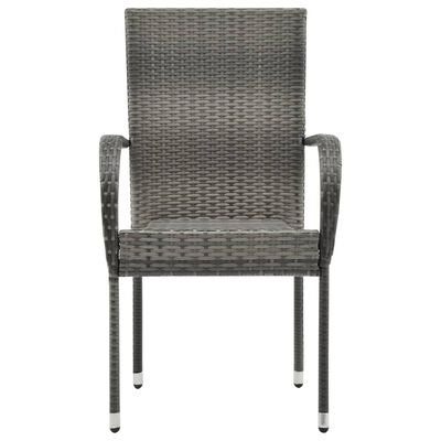 vidaXL Chaises empilables d'extérieur lot de 4 Gris Résine tressée