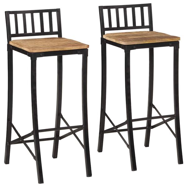 vidaXL Ensemble de bar 3 pcs bois de manguier brut massif et m&eacute;tal