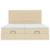 VidaXL Cadre de lit ottoman avec matelas cr&egrave;me 200x200cm tissu
