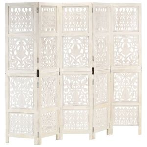 vidaXL Cloison de s&eacute;paration 5 panneaux Blanc 200x165 cm Bois manguier