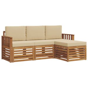 vidaXL Ensemble de canap&eacute;s d'ext&eacute;rieur 4 pc Naturel et Beige