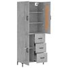vidaXL Buffet haut Gris b&eacute;ton 69,5x34x180 cm Bois d'ing&eacute;nierie