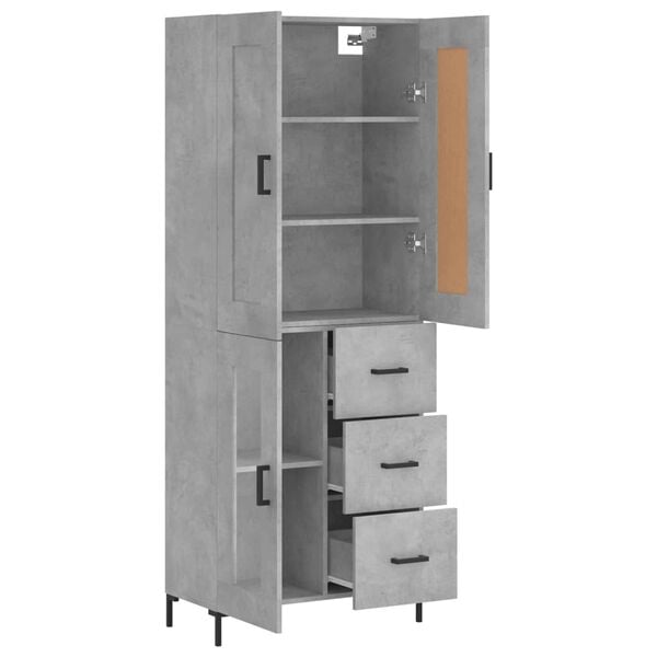 vidaXL Buffet haut Gris b&eacute;ton 69,5x34x180 cm Bois d'ing&eacute;nierie