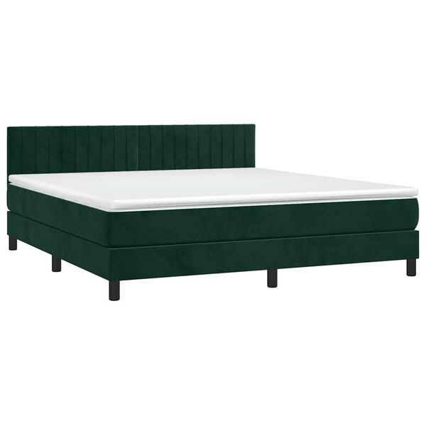 vidaXL Sommier &agrave; lattes de lit avec matelas LED Vert fonc&eacute; 160x200 cm