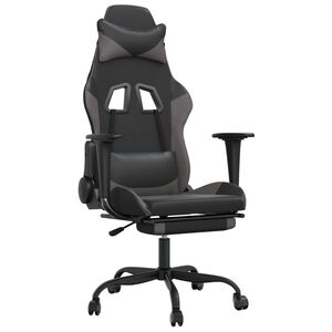 vidaXL Chaise de jeu avec repose-pied Noir et gris Similicuir