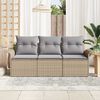 vidaXL Ensemble de Canap&eacute;s avec coussin 3 pcs Beige et gris polyrotin