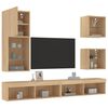vidaXL Unit&eacute;s murales TV avec LED 5 pcs ch&ecirc;ne sonoma bois d'ing&eacute;nierie