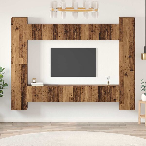 vidaXL Ensemble meuble TV 10 pcs Bois ancien 30,5 x 30 x 90 cm