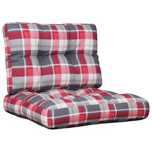 vidaXL Coussins de palette lot de 2 motif &agrave; carreaux rouge tissu