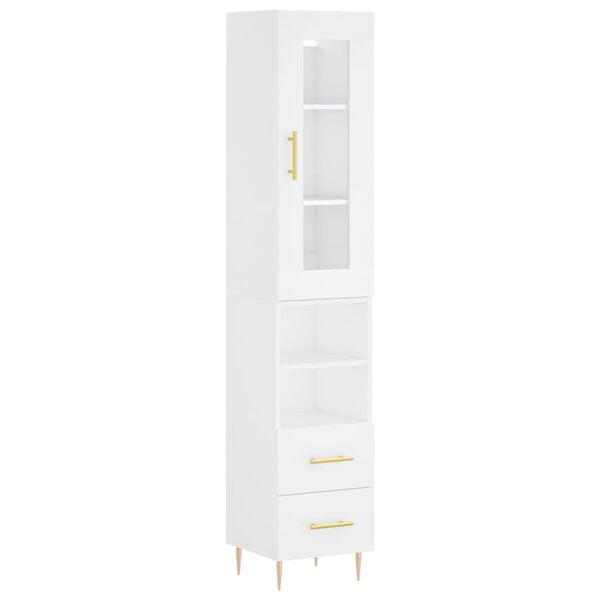 vidaXL Buffet haut Blanc 34,5x34x180 cm Bois d'ing&eacute;nierie