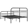 vidaXL Cadre de lit m&eacute;tal sans matelas avec pied de lit noir 140x190cm