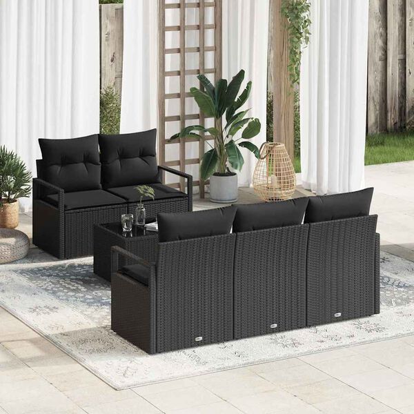vidaXL Ensemble de Canap&eacute;s 6 pcs Noir polyrotin