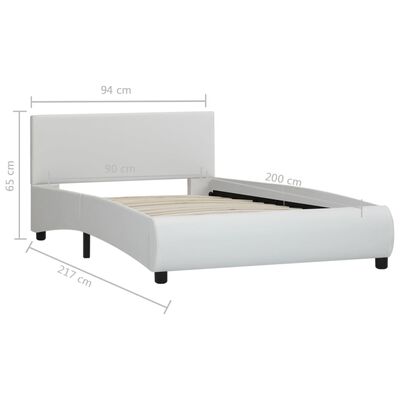 vidaXL Cadre de lit avec LED Blanc Similicuir 90 x 200 cm