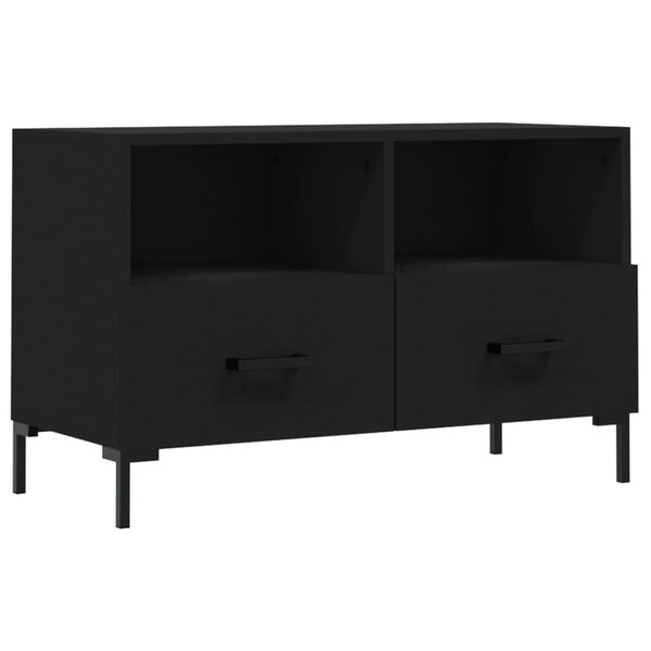 vidaXL Meuble TV Noir 80x36x50 cm Bois d'ing&eacute;nierie