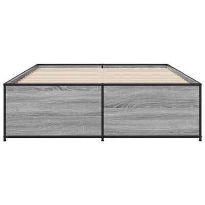 vidaXL Cadre de lit sonoma gris 140x190 cm bois d'ingénierie et métal