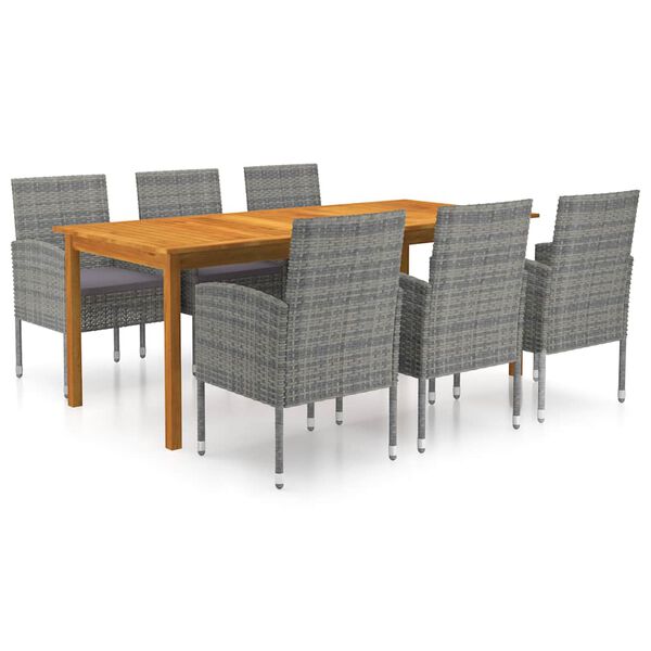 vidaXL Ensemble &agrave; manger de jardin 7 pcs Gris