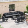 vidaXL Ensemble de canap&eacute; de jardin avec coussin 9 pcs Noir Aluminium