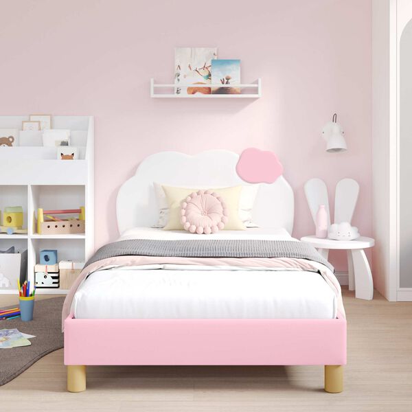 vidaXL Cadre de lit pour enfants avec t&ecirc;te de lit Rose 80 x 200 cm PU