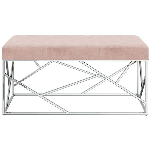 vidaXL Banc 97 cm Rose Tissu de velours et acier inoxydable