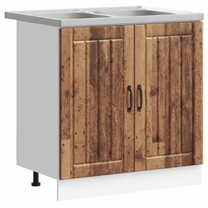 vidaXL Meuble sous &eacute;vier Lucca 2 pc Bois ancien Bois d'ing&eacute;nierie