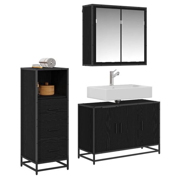 vidaXL Ensemble de mobilier de salle de bain 3 pcs Ch&ecirc;ne noir