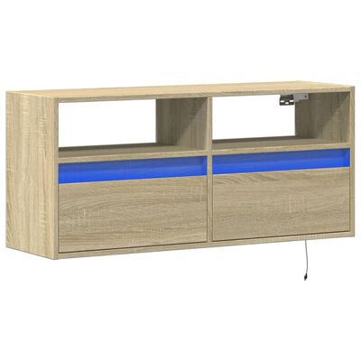 vidaXL Meuble TV mural avec lumières LED chêne sonoma 100x31x45 cm