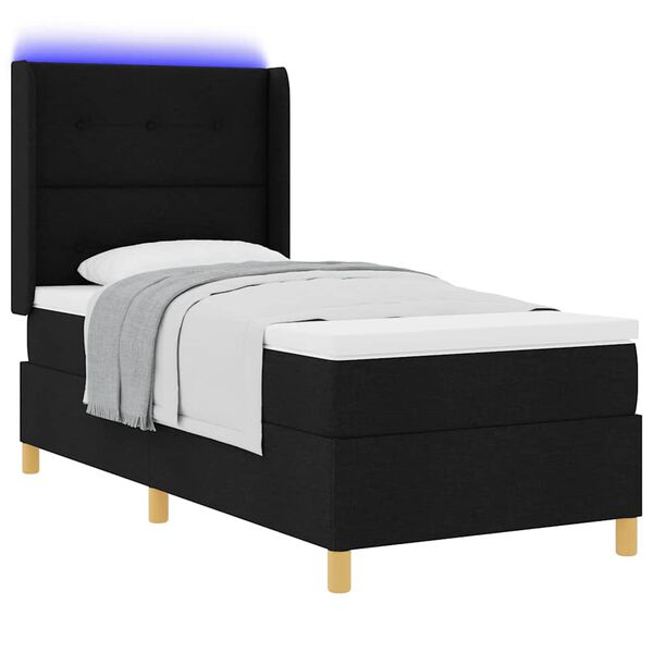 vidaXL Lit &agrave; ressorts avec matelas Noir 140 x 190 cm tissu