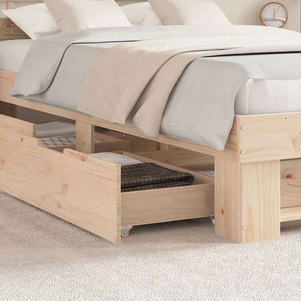 vidaXL Cadre de lit avec t&ecirc;te de lit Marron 140 x 190 cm Pin massif