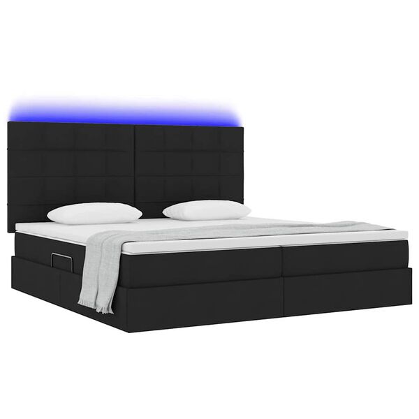 vidaXL Lit avec rangement et LED Noir 200 x 200 cm Polyester