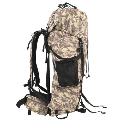 vidaXL Sac à dos de randonnée marron camouflage 60 L tissu oxford