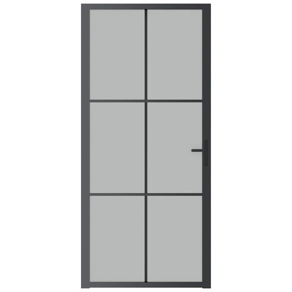 vidaXL Porte int&eacute;rieure 93x201,5 cm Noir Verre mat et aluminium